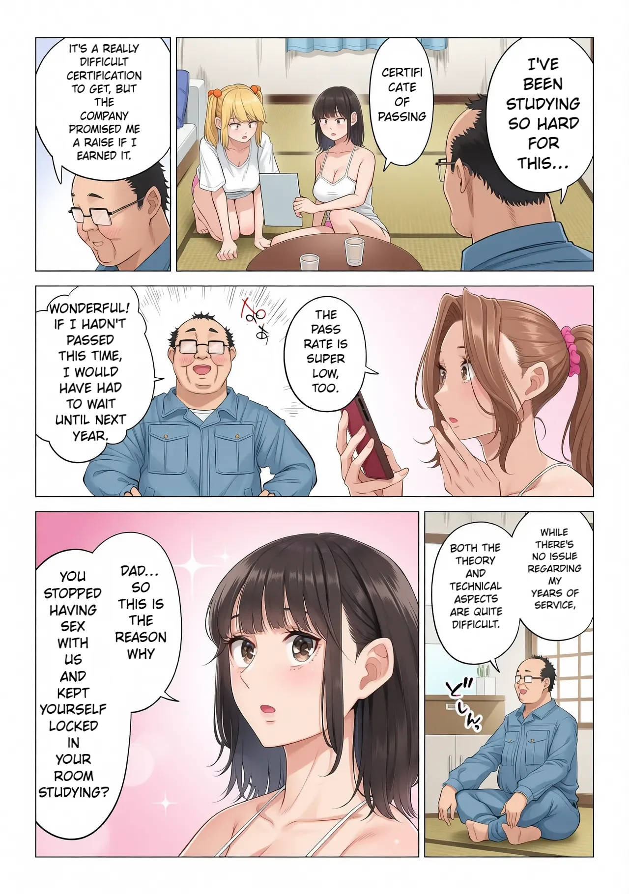Ogifu-san no Seiyoku Shori wa Watashi tachi Sanshimai no Mochi mawari | Taking the turn - The story of how us three sister took care of our step-father needs - page 141