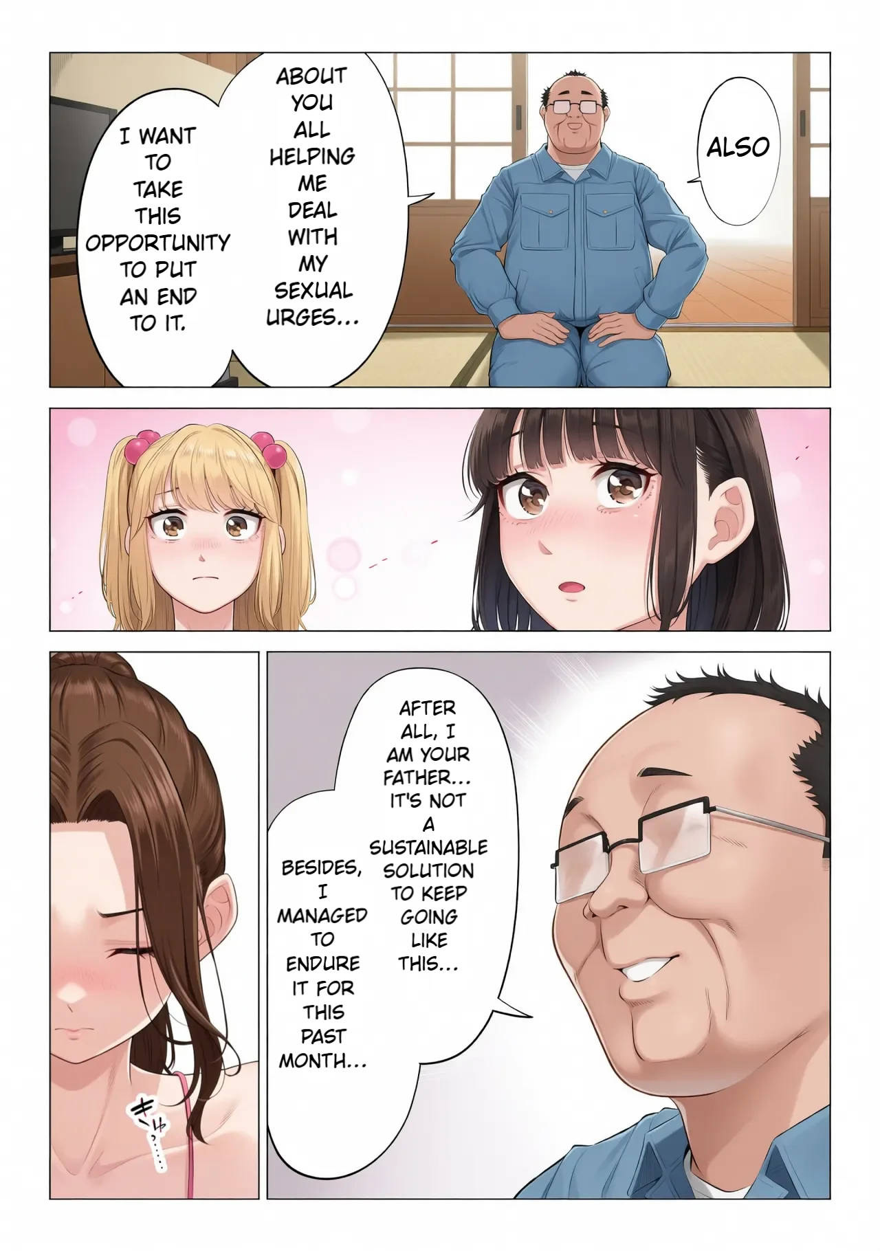 Ogifu-san no Seiyoku Shori wa Watashi tachi Sanshimai no Mochi mawari | Taking the turn - The story of how us three sister took care of our step-father needs - page 146