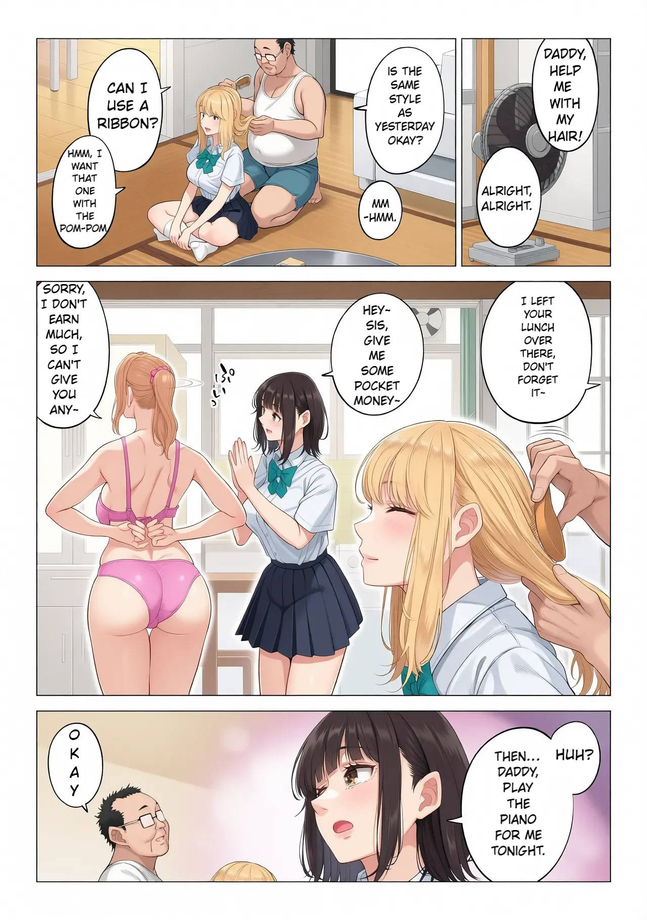 Ogifu-san no Seiyoku Shori wa Watashi tachi Sanshimai no Mochi mawari | Taking the turn - The story of how us three sister took care of our step-father needs - page 18