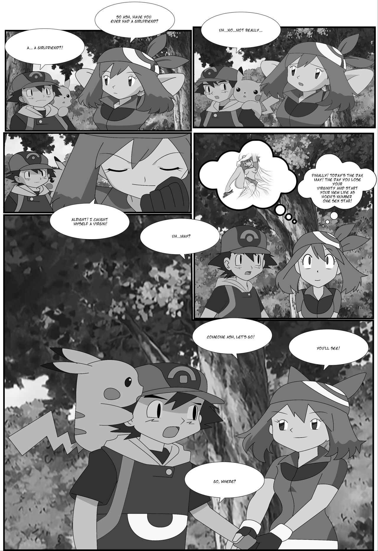 Pokeporn: A room with a virgin! Ash X May - page 2